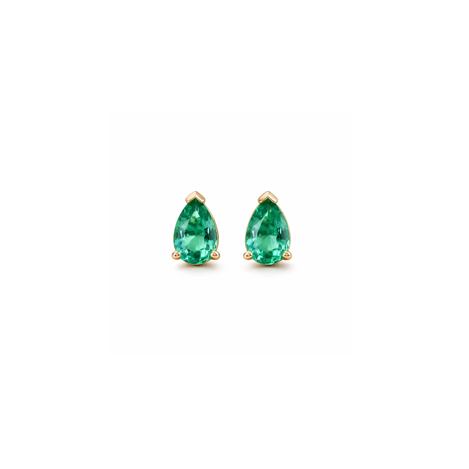 Image of 14k Emerald Pear Shape Studs