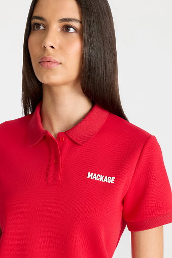ANALIESE-CR Flat Knit Rib Collar Polo