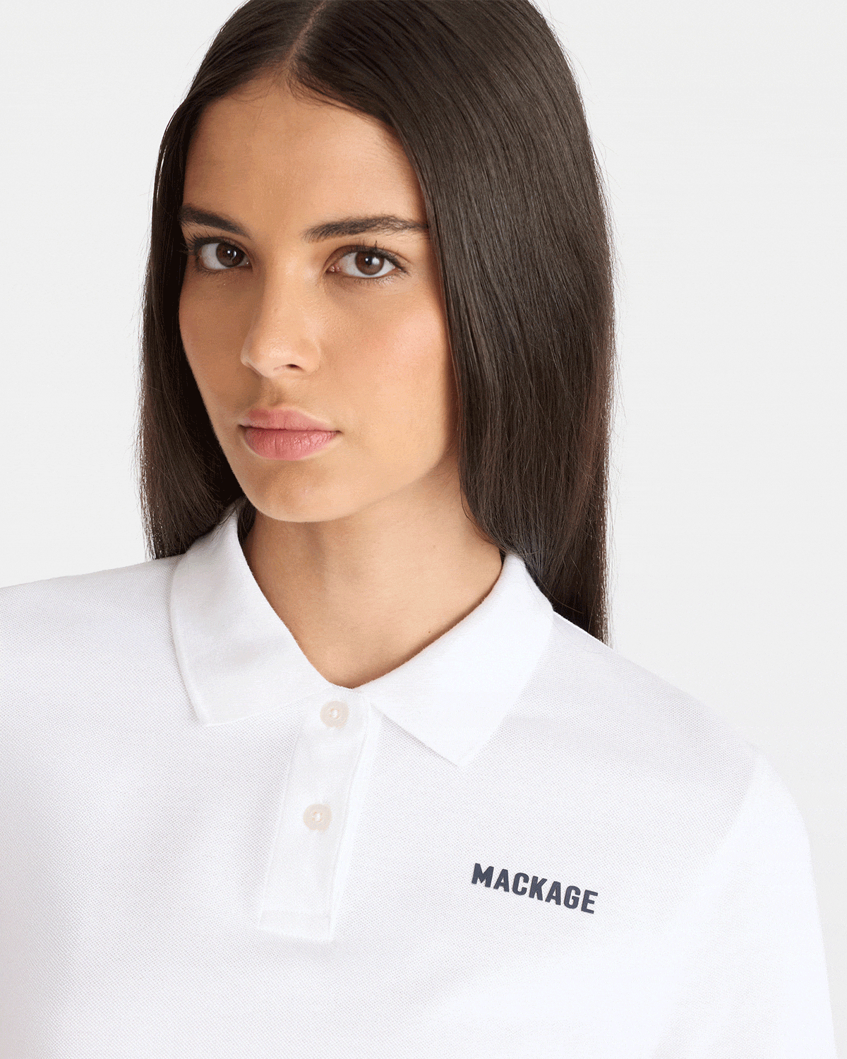 ANALIESE-CR Flat Knit Rib Collar Polo
