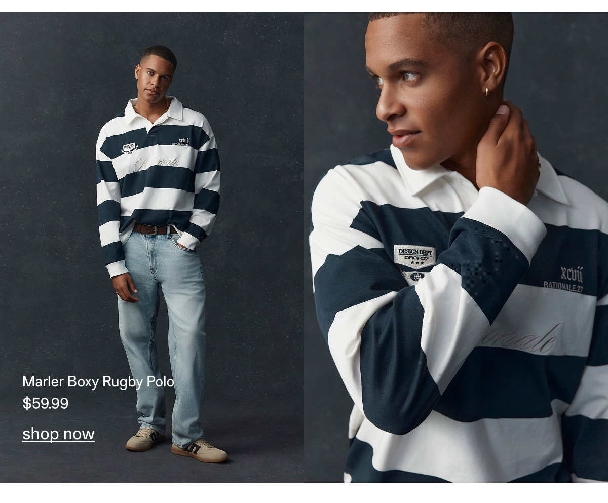 Navy Marler Boxy Rugby Polo
