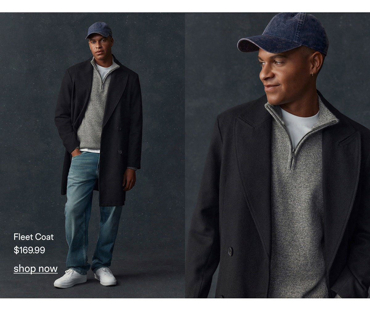 Black Fleet Double Breasted Coat
