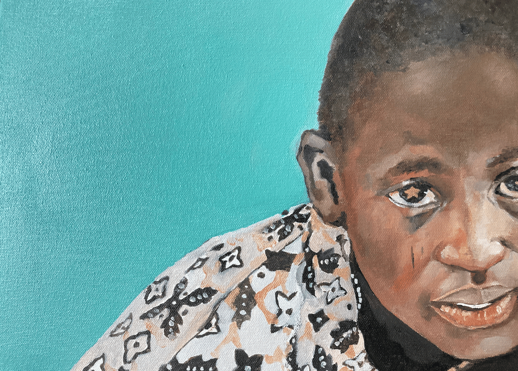 Painting of a boy with stars in his eyes