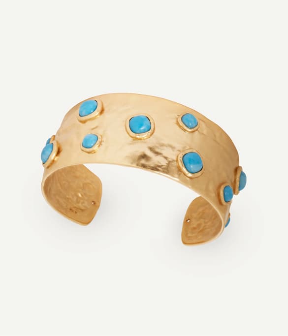 Brazalete volumen Turquesa con cuarzo larimar azul