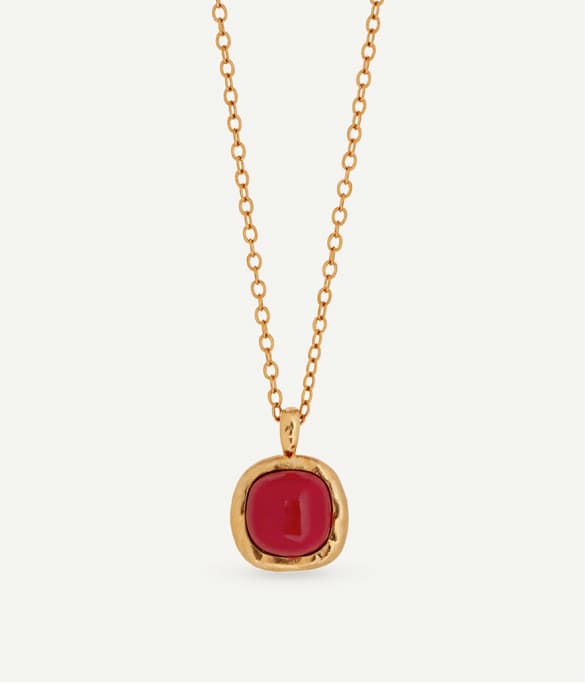 Collar cadena fina Zahara con coral sintético rojo