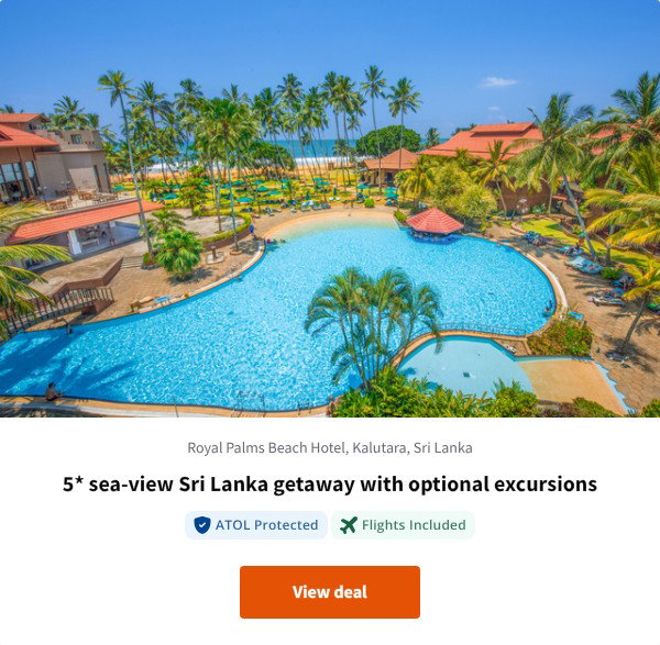 5* sea-view Sri Lanka getaway with optional excursions