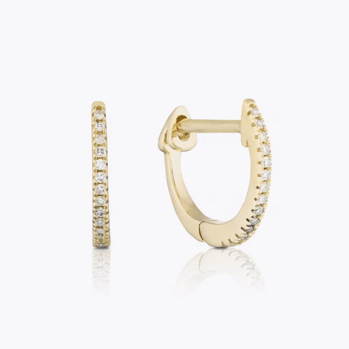 9ct Yellow Gold Diamond Skinny Hoop Earrings