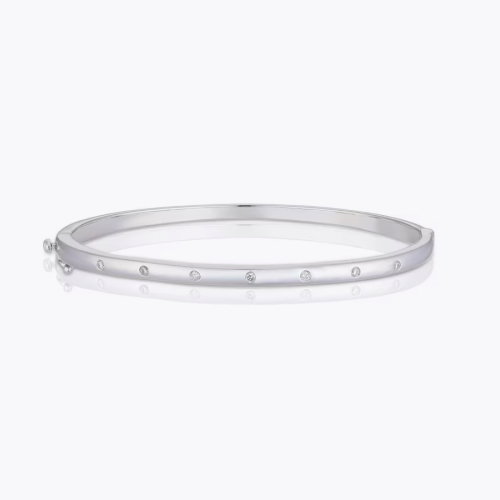 Sterling Silver 0.12ct Diamond Swiss Set Bangle