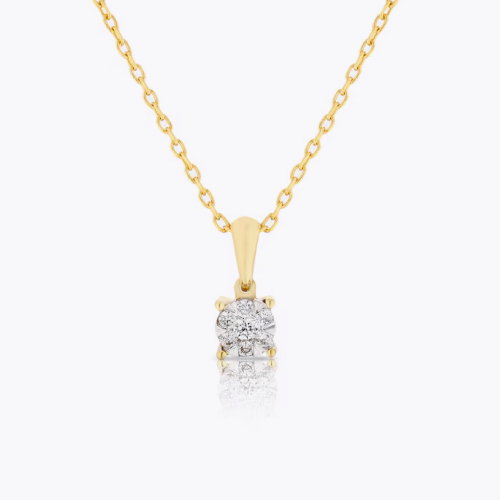 9ct Yellow Gold Diamond Cluster Pendant
