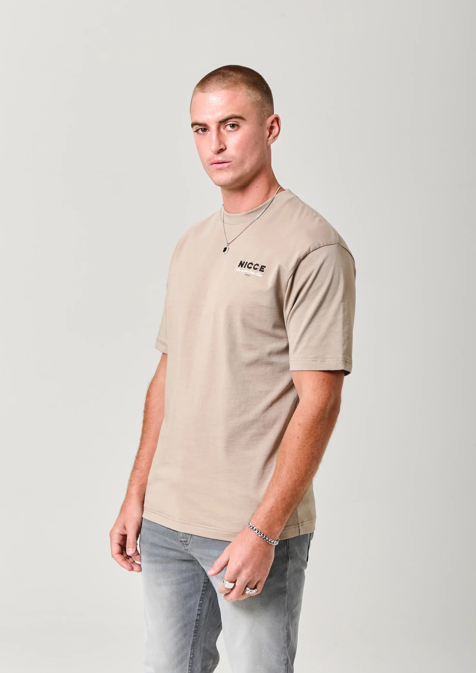 Image of NICCE Mens Meridian T-Shirt | Taupe Zeal