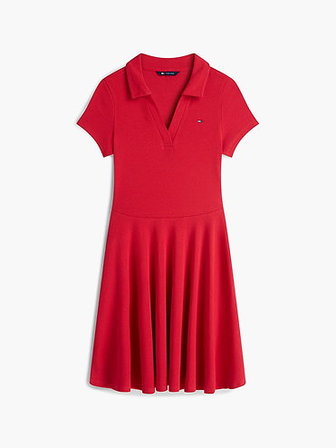 Geripptes Mini Polokleid In Fit And Flare Passform