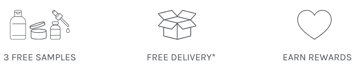 3 Free Samples - Free Delivery over 25 - Earn Rewards
