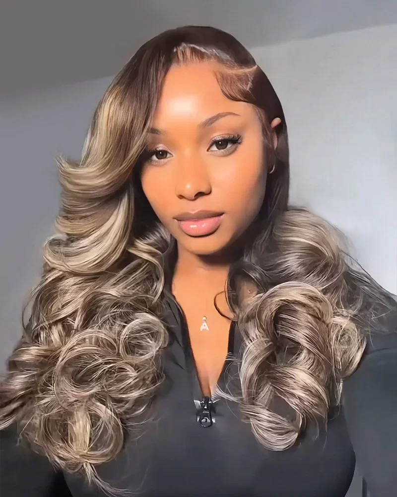 Arabella 6x5/13x6 Glueless Wig Ombre Platinum Blonde Balayage Highlights Loose Body Wave Wig Pre-cut Lace Beginner Friendly