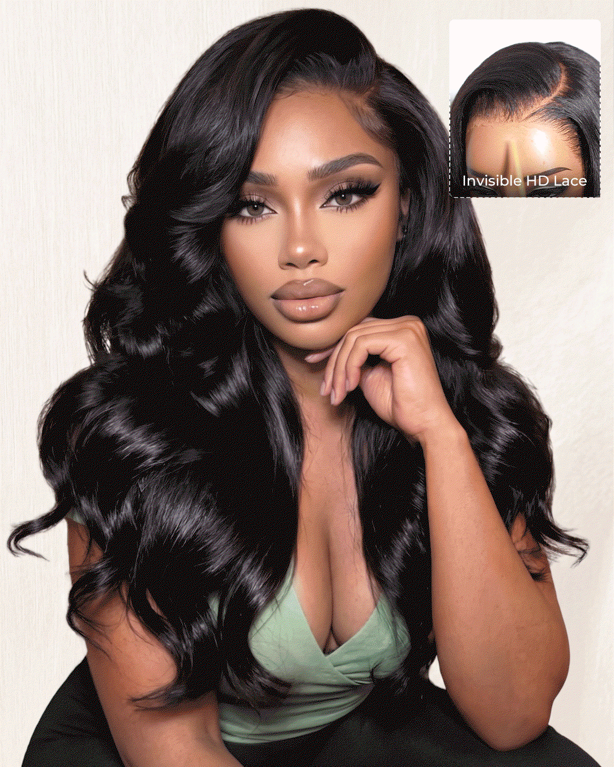 Arabella Zerowear™ Invisible HD Lace Glueless Wig 13x6 Lace Body Wave 100% Human Hair Natural Black