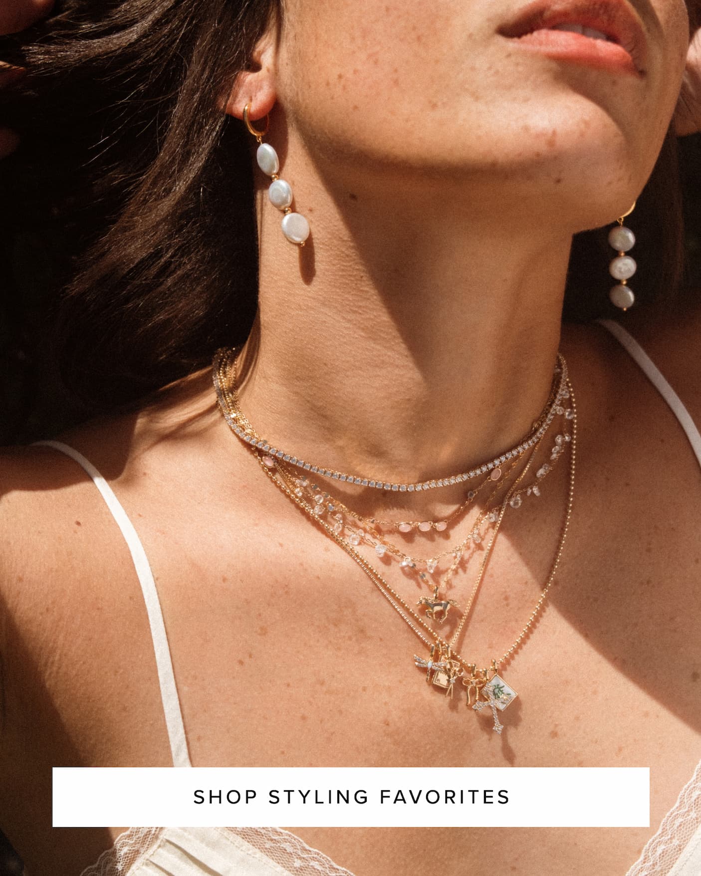 Layered necklace look