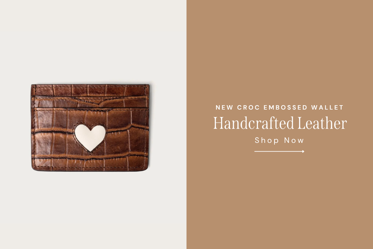 The Heart Wallet Cognac Croc and Bone