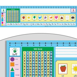 Image of Zaner-Bloser 100-Grid with Number Line Self-Adhesive Vinyl Desktop Helpers™ - Set Of 24