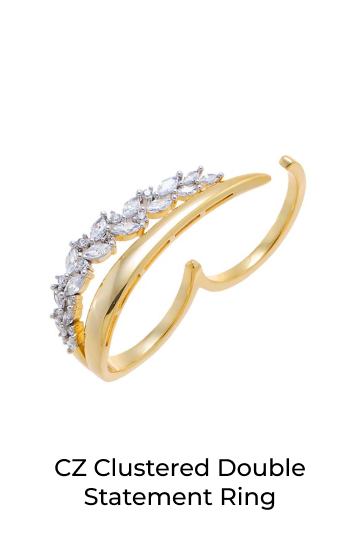 CZ Clustered Double Statement Ring