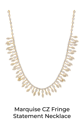 Marquise CZ Fringe Statement Necklace