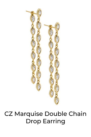 CZ Marquise Double Chain Drop Earring