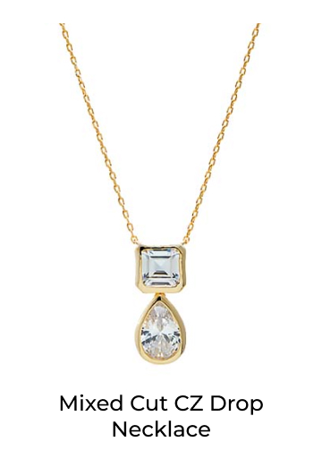 Mixed Cut CZ Drop Necklace