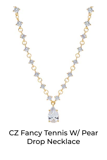 CZ Fancy Tennis W/ Pear Drop Necklace