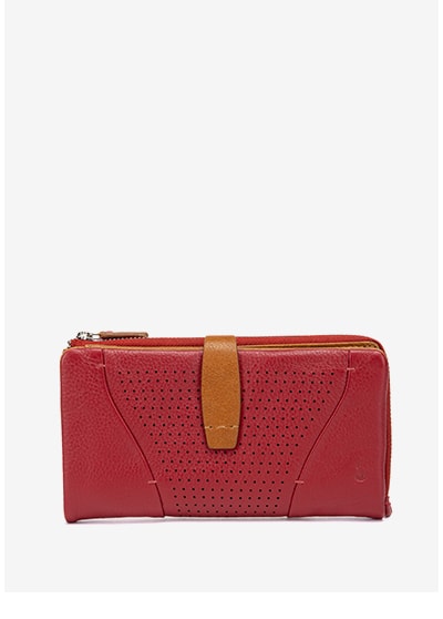 cartera piel roja