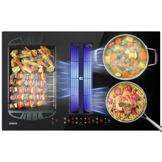 CIARRA ONE World’s First 830mm Induction Hob with Integrated Extractor – Best Built-in Plasma⁺ Extractor Hob CBBEH834BBFF-OW