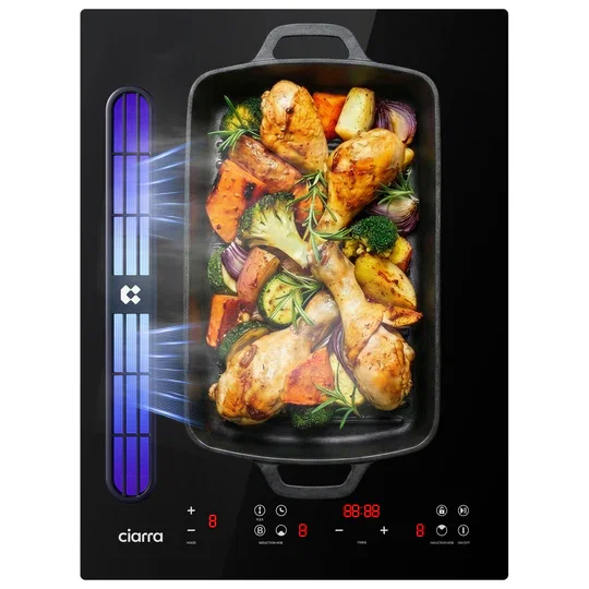 CIARRA ONE World’s First 390mm Compact Induction Venting Hob with Integrated Extractor – Best Built-in Plasma⁺ Extractor Hob CBBEH392BF-OW