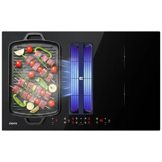 CIARRA ONE World’s First 830mm Induction Hob with Integrated Extractor – Best Built-in Plasma⁺ Extractor Hob CBBEH834BBF-OW