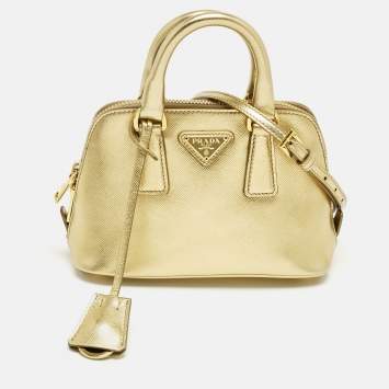 Gold Saffiano Lux Leather Mini