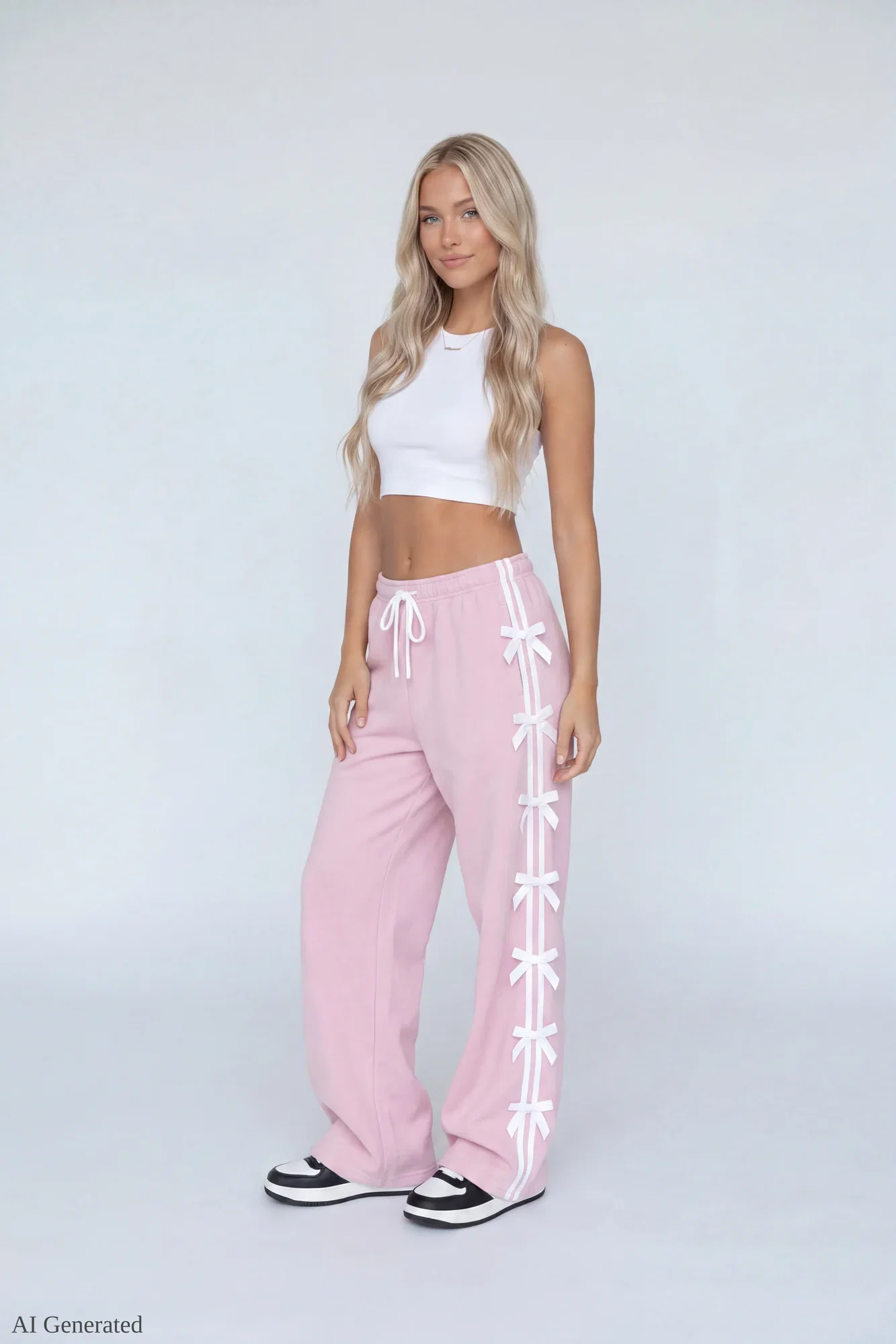 Image of Fleece 3D Bow Wide Leg Sweatpant