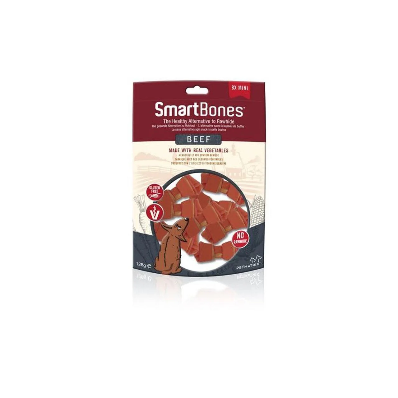 Image of SmartBones Mini Bone Dog Treats Pack of 8 - Beef