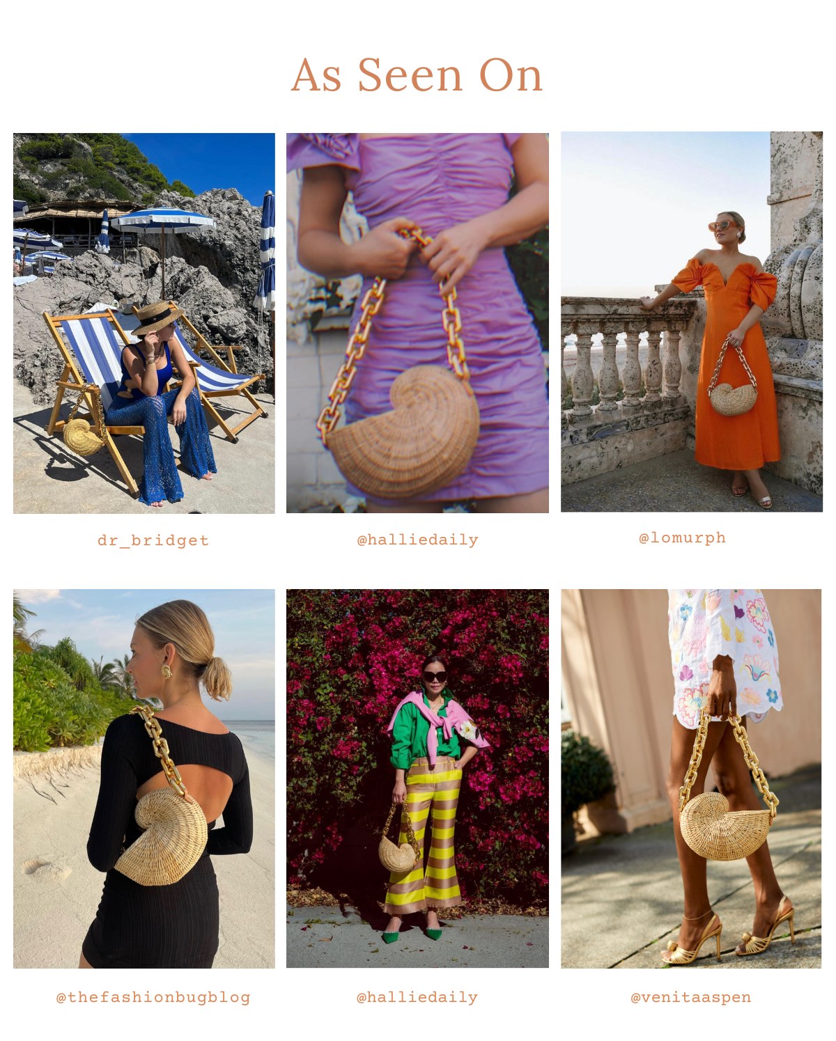 The Anna Conch Rattan Shell Bag Poolside Bags