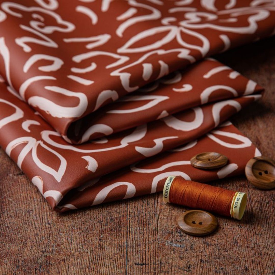 Minerva Exclusive Melissa Lowry Trazos Florales Faux Leather POD Fabric