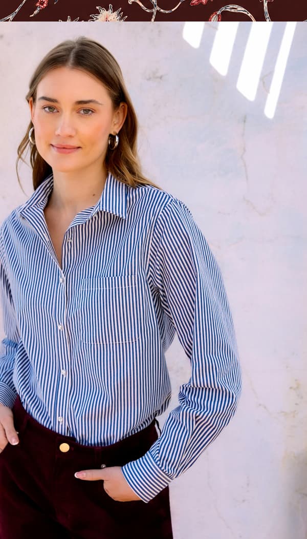Stripe Long Sleeve Single Pocket Button-Up Shirt