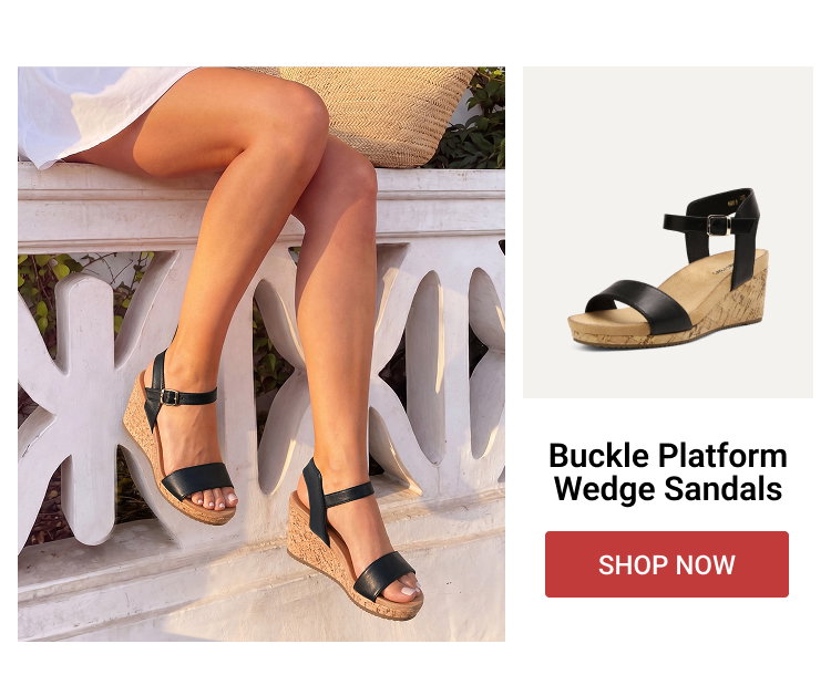 Buckle Platform Wedge Sandals