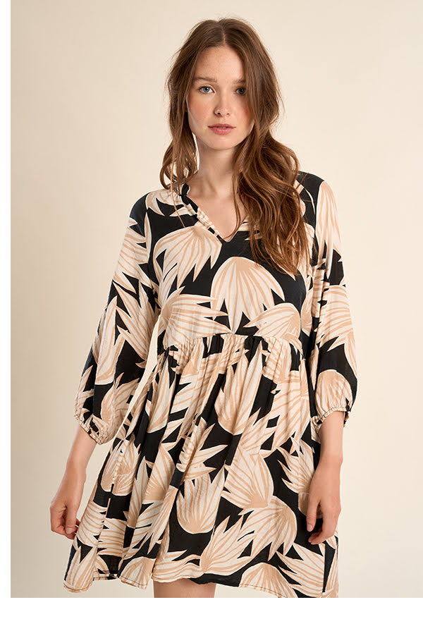 Robe courte Babydoll à imprimé