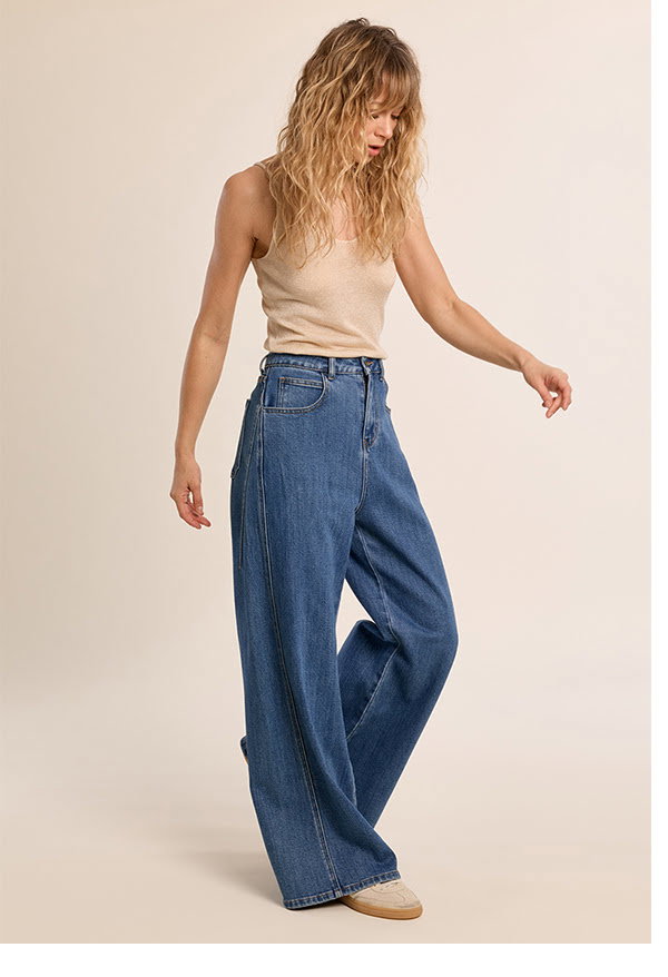 Jean taille haute et large