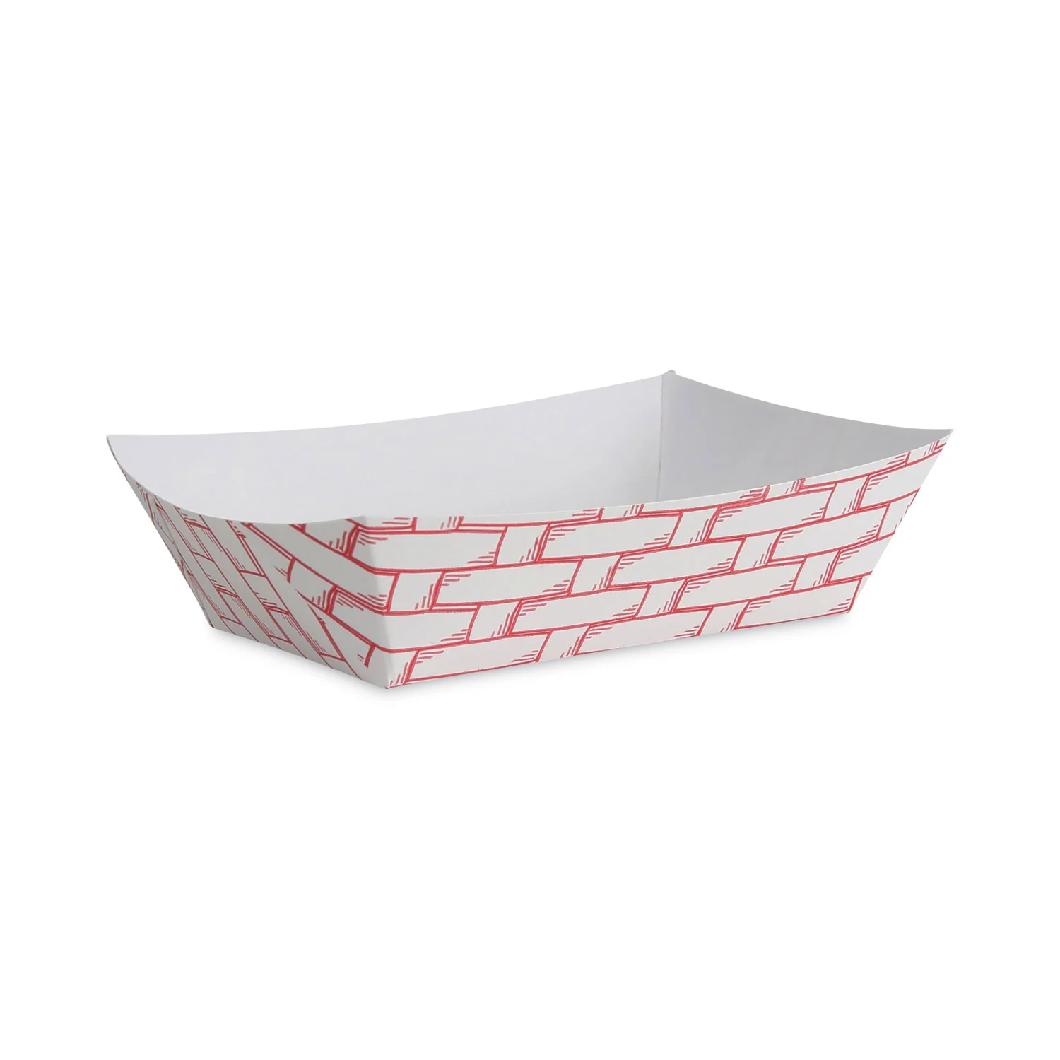 Image of Boardwalk® Paper Food Baskets, 2 lb Capacity, Red/White, 1,000/Carton (BWK30LAG200)