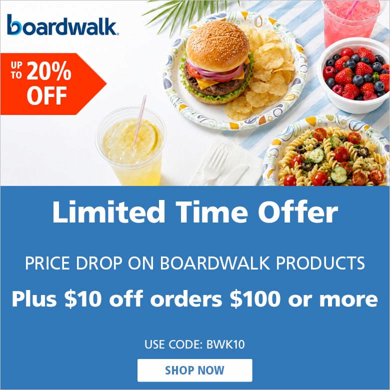 Save $10 on $100+ Boardwalk orders