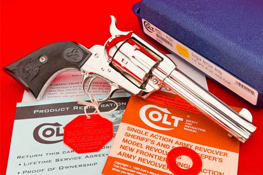 Scarce 1998 Colt Single Action Army 4.75" Nickel .45 Colt - 100% NOS