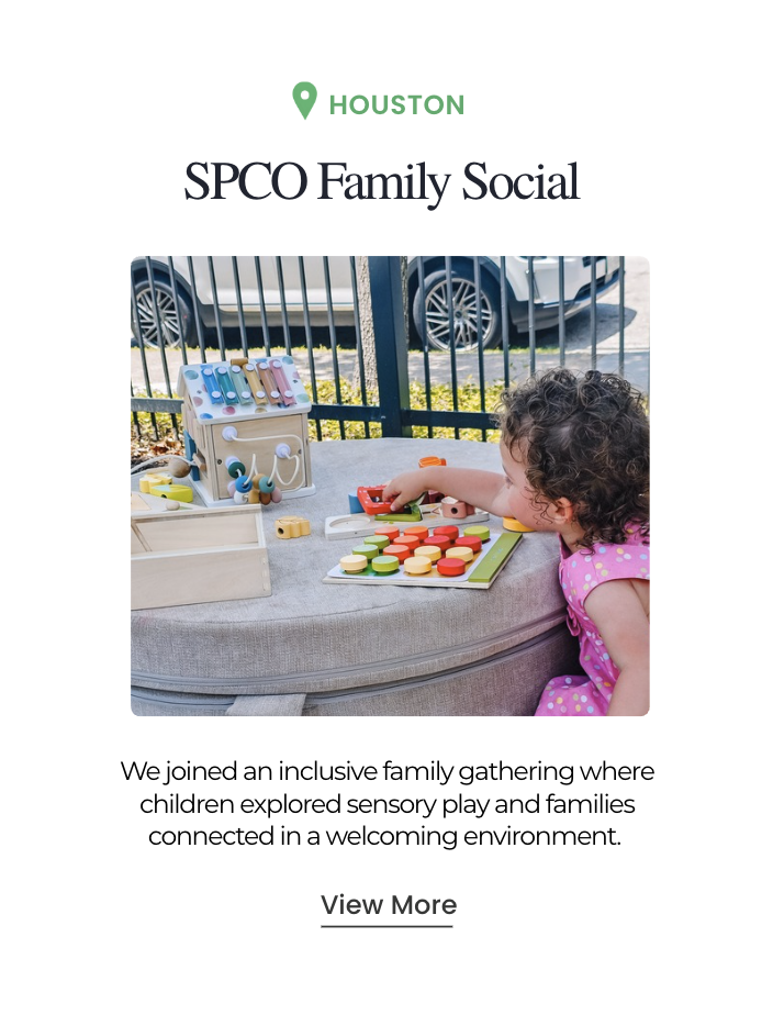 Houston. SPCO Family Social. We joined an inclusive family gathering where children explored sensory play and families connected in a welcoming environment.