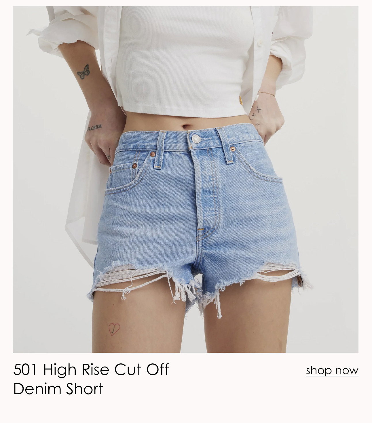 501 High Rise Cut Off Denim Short — shop now