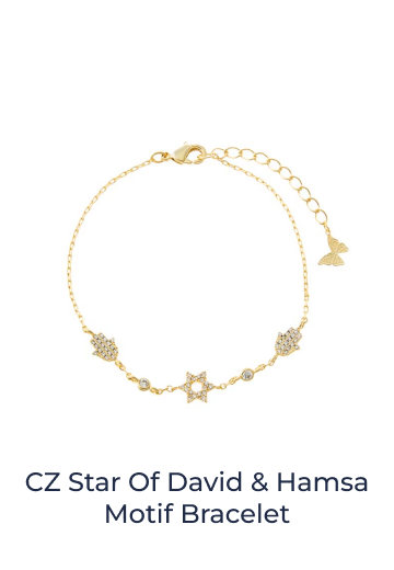 CZ Star Of David & Hamsa Motif Bracelet