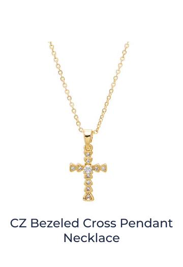 CZ Bezeled Cross Pendant Necklace