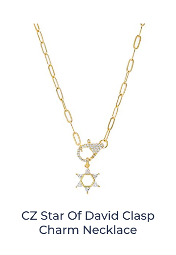 CZ Star Of David Clasp Charm Necklace