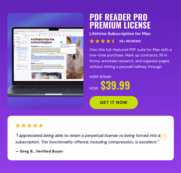 PDF Reader Pro Premium License For Mac: Lifetime Subscription