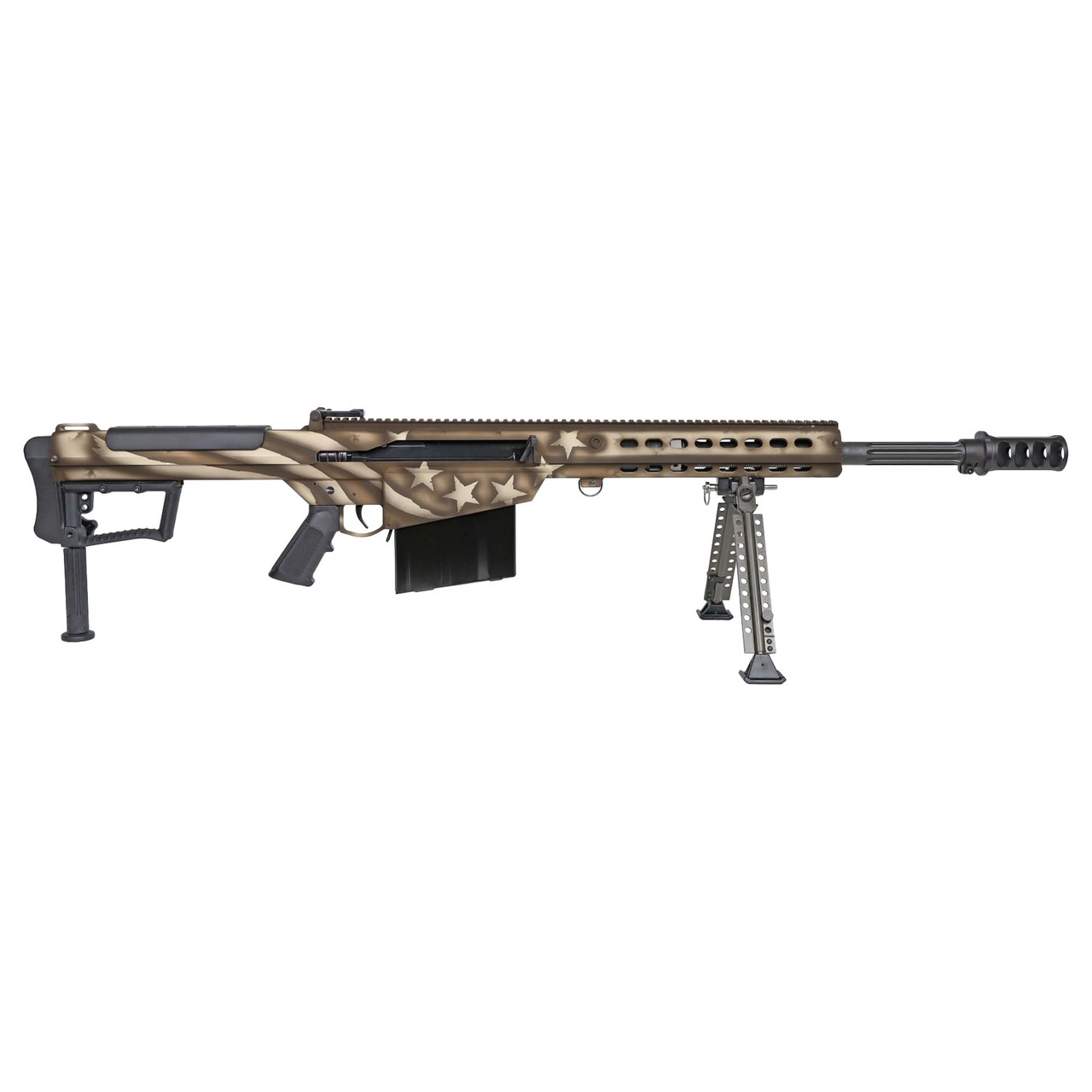 Image of Barrett M107A1 America 250 Series Anniversary 50 BMG 20" 1:15 Bbl Rifle w/RMJ Tactical Kestrel Tomahawk, Challenge Coin, & Pelican Case 20153