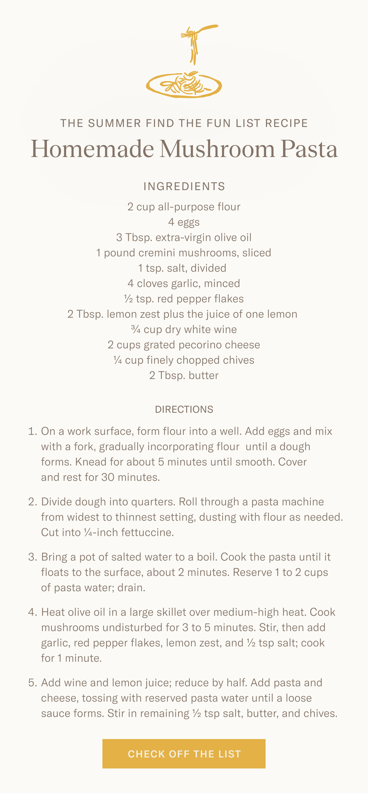 Homemade Mushroom Pasta
