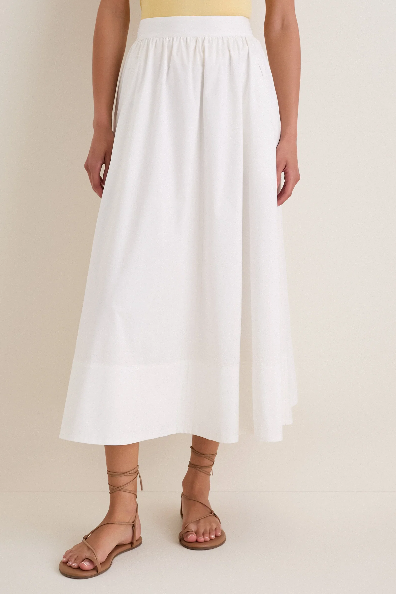 Image of White Poplin Trapunto Stitch Brie Skirt
